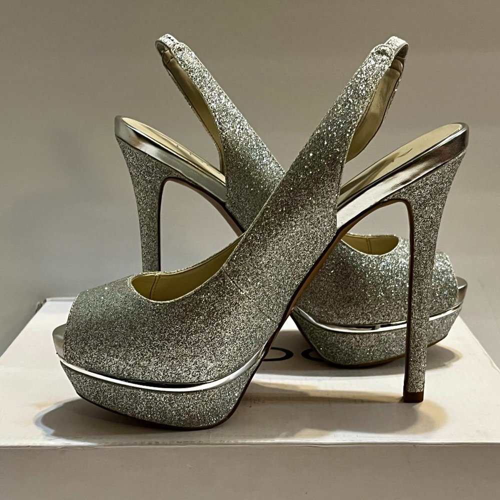 Silver Glittered Platform Heel - image 1